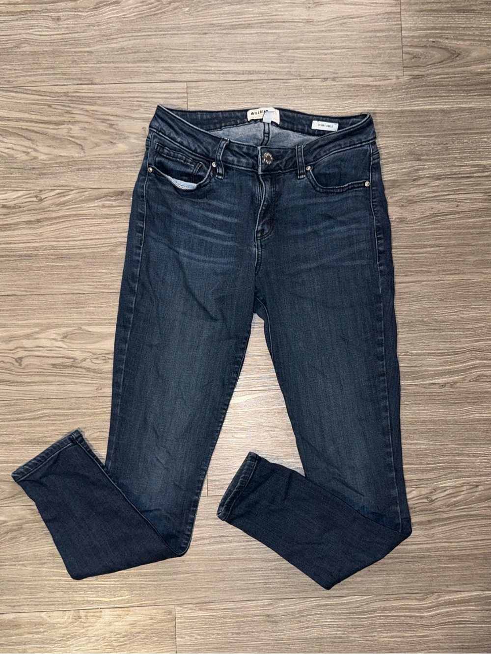 William Rast Jeans Womens Sz 27 Dark Blue Denim Skinny Ankle Pockets